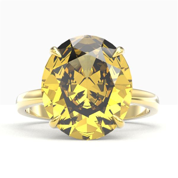 9 ctw Citrine Designer Solitaire Engagment Ring 18k Yellow Gold - REF-40N9F