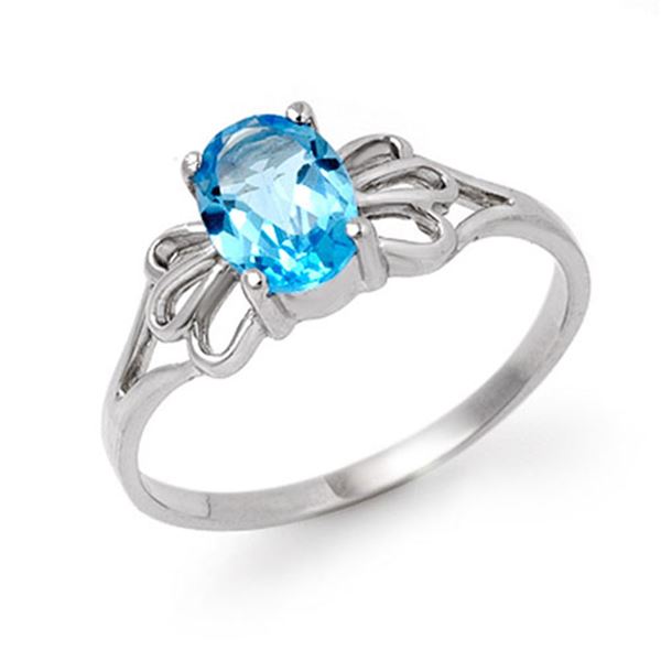 0.90 ctw Blue Topaz Ring 14k White Gold - REF-10X9A