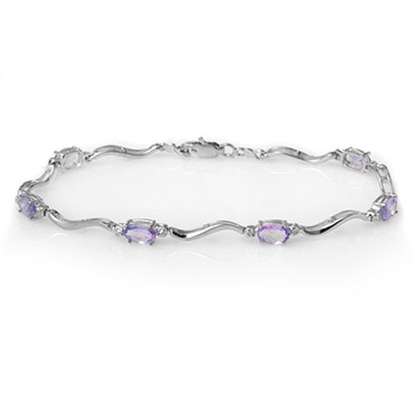 4.02 ctw Tanzanite & Diamond Bracelet 10k White Gold - REF-34F8M