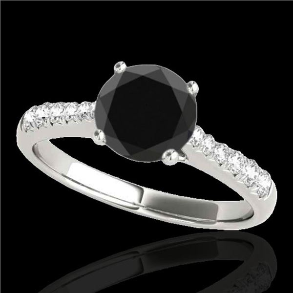 1.25 ctw Certified VS Black Diamond Solitaire Ring 10k White Gold - REF-50N5F