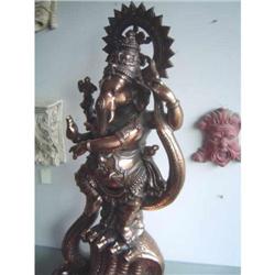 Ganesh statue of Hindu Deity crafted copper on metal 48" tall