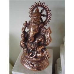 Hindu Diety Ganesh statue crafted copper on brass 19" high