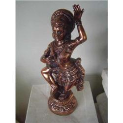 Indian Goddess copper on brass statue 19" high