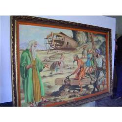 "The Ark" origional oil by A. Pla, Sr depiction of Noah's Ark 72" x 48"