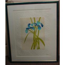 "blue Irises" by Fernando Torm aqua tint with embossing, certificate