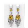 Image 1 : 8.8 ctw Canary Citrine & Diamond Earrings 18K White Gold - REF-238K2Y