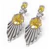 Image 3 : 8.8 ctw Canary Citrine & Diamond Earrings 18K White Gold - REF-238K2Y