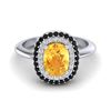 Image 1 : 2.50 ctw Citrine With Black & White Micro Diamond Ring 14k White Gold - REF-49R5K