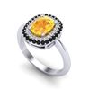 Image 2 : 2.50 ctw Citrine With Black & White Micro Diamond Ring 14k White Gold - REF-49R5K