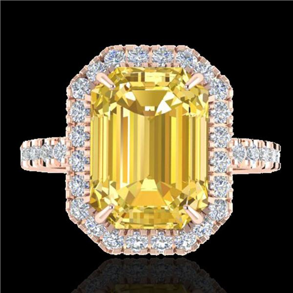 4.50 ctw Citrine & Micro Pave VS/SI Diamond Ring 14k Rose Gold - REF-40M9G