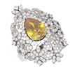 Image 3 : 4.97 ctw Canary Citrine & Diamond Ring 18K White Gold - REF-214M8G