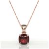 Image 2 : 1.50 Cushion Cut ctw Garnet Designer Solitaire Necklace 14k Rose Gold - REF-15X2A