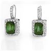 Image 1 : 3.50 ctw Green Tourmaline & Diamond Earrings 14k White Gold - REF-81Y8X