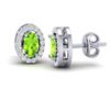 Image 2 : 0.75 ctw Peridot & Micro Pave VS/SI Diamond Earrings 18k White Gold - REF-25X9A