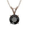Image 1 : 0.75 ctw Fancy Black Diamond Solitaire Necklace 10k Rose Gold - REF-18H4R