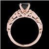 Image 2 : 1.1 ctw Certified VS Black Diamond Solitaire Antique Ring 10k Rose Gold - REF-43K6Y