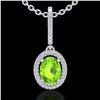 Image 1 : 2 ctw Peridot & Micro Pave VS/SI Diamond Necklace Halo 18k White Gold - REF-52N8F
