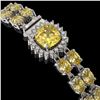 Image 2 : 14.21 ctw Citrine & Diamond Bracelet 14K White Gold - REF-178A2N