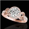 Image 1 : 1.33 ctw Certified Diamond Solitaire Halo Ring 10k Rose Gold - REF-190M9G