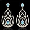 Image 2 : 6.40 ctw TOPAZ & Micro Pave VS/SI Diamond Earrings 14k Yellow Gold - REF-381N8F