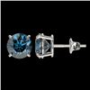 Image 2 : 2.14 ctw Certified Intense Blue Diamond Stud Earrings 10k White Gold - REF-181M6G