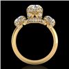 Image 1 : 3 ctw VS/SI Diamond Art Deco 3 Stone Ring 18k Yellow Gold - REF-649H3R