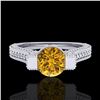 Image 2 : 2 ctw Intense Fancy Yellow Diamond Micro Pave Ring 18k White Gold - REF-200Y2X