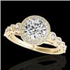 Image 1 : 1.50 ctw Certified Diamond Solitaire Halo Ring 10k Yellow Gold - REF-204M5G