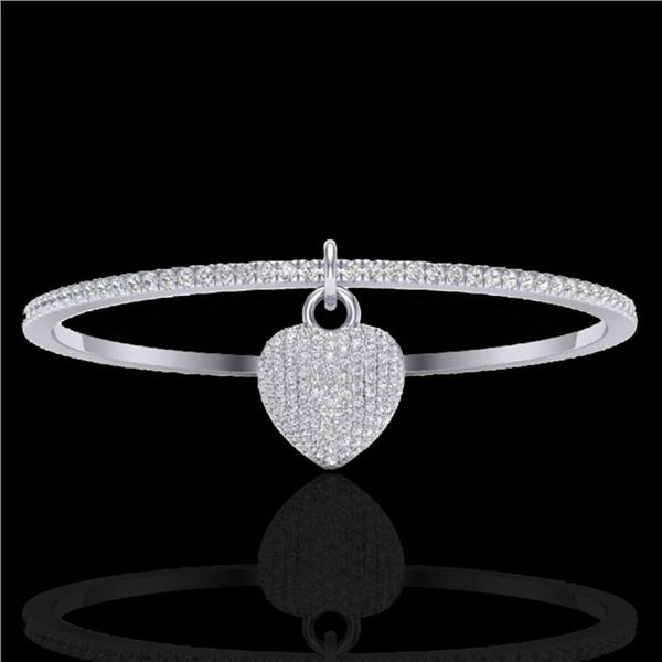 3.50 ctw Micro Pave Diamond Bangle 14k White Gold - REF-259W6H