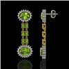 Image 2 : 9.21 ctw Peridot & Diamond Earrings 14K Yellow Gold - REF-157H5R