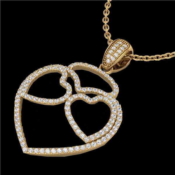 1.20 ctw Micro Pave VS/SI Diamond Heart Necklace 14k Yellow Gold - REF-110K9Y