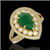 Image 1 : 5.12 ctw Certified Emerald & Diamond Victorian Ring 14K Yellow Gold - REF-178M2G