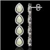 Image 2 : 9.12 ctw Opal & Diamond Micro Pave Halo Earrings 10k White Gold - REF-174G5W