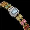 Image 2 : 19.34 ctw Sapphire & Diamond Bracelet 14K Yellow Gold - REF-236K4Y