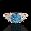 Image 2 : 1.5 ctw Intense Blue Diamond Engagment Ring 18k Rose Gold - REF-218A2N