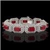 Image 1 : 61.92 ctw Certified Ruby & Diamond Victorian Bracelet 14K White Gold - REF-1288A4N