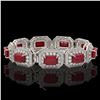 Image 2 : 61.92 ctw Certified Ruby & Diamond Victorian Bracelet 14K White Gold - REF-1288A4N