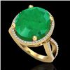 Image 2 : 12 ctw Emerald & Micro Pave VS/SI Diamond Ring 18k Yellow Gold - REF-143G6W