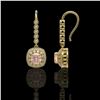 Image 2 : 4.3 ctw Certified Morganite & Diamond Victorian Earrings 14K Yellow Gold - REF-172W8H