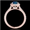 Image 2 : 1.4 ctw SI Certified Fancy Blue Diamond Solitaire Halo Ring 10k Rose Gold - REF-133N6F