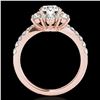 Image 2 : 2 ctw Certified Diamond Solitaire Halo Ring 10k Rose Gold - REF-238W6H