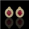 Image 1 : 8.84 ctw Certified Ruby & Diamond Victorian Earrings 14K Yellow Gold - REF-220R8K
