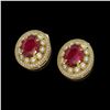 Image 2 : 8.84 ctw Certified Ruby & Diamond Victorian Earrings 14K Yellow Gold - REF-220R8K