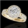 Image 1 : 2 ctw Certified Diamond Solitaire Halo Ring 10k Yellow Gold - REF-225H2R