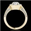 Image 2 : 2 ctw Certified Diamond Solitaire Halo Ring 10k Yellow Gold - REF-225H2R