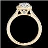 Image 2 : 1.70 ctw Certified Diamond Solitaire Halo Ring 10k Yellow Gold - REF-257A8N