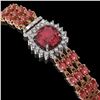 Image 2 : 28.56 ctw Tourmaline & Diamond Bracelet 14K Rose Gold - REF-414H2R