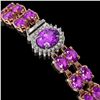 Image 2 : 14.1 ctw Amethyst & Diamond Bracelet 14K Rose Gold - REF-209R3K