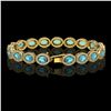 Image 2 : 14.82 ctw Swiss Topaz & Diamond Micro Pave Halo Bracelet 10k Yellow Gold - REF-263N6F