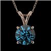 Image 1 : 1.01 ctw Certified Intense Blue Diamond Necklace 10k Rose Gold - REF-90G8W